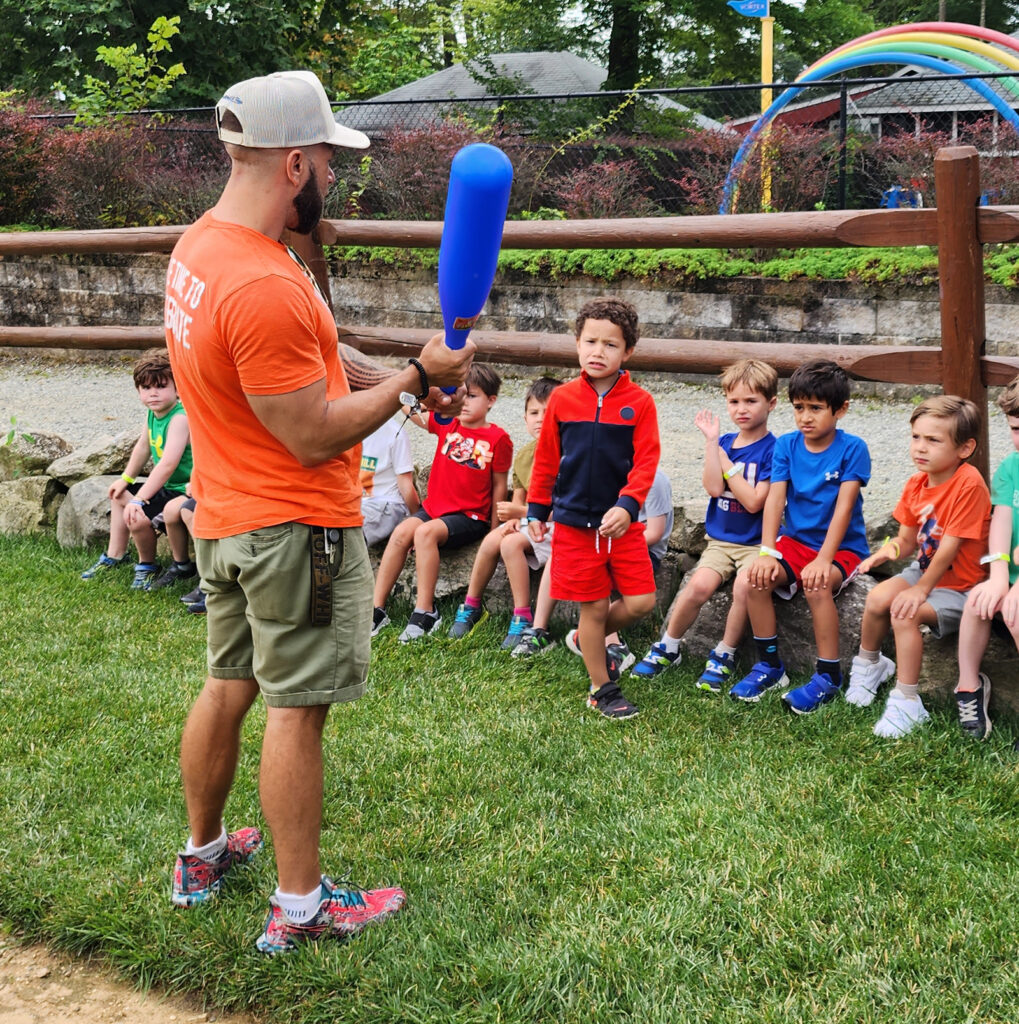 kids playing baseball at gate hill day camp